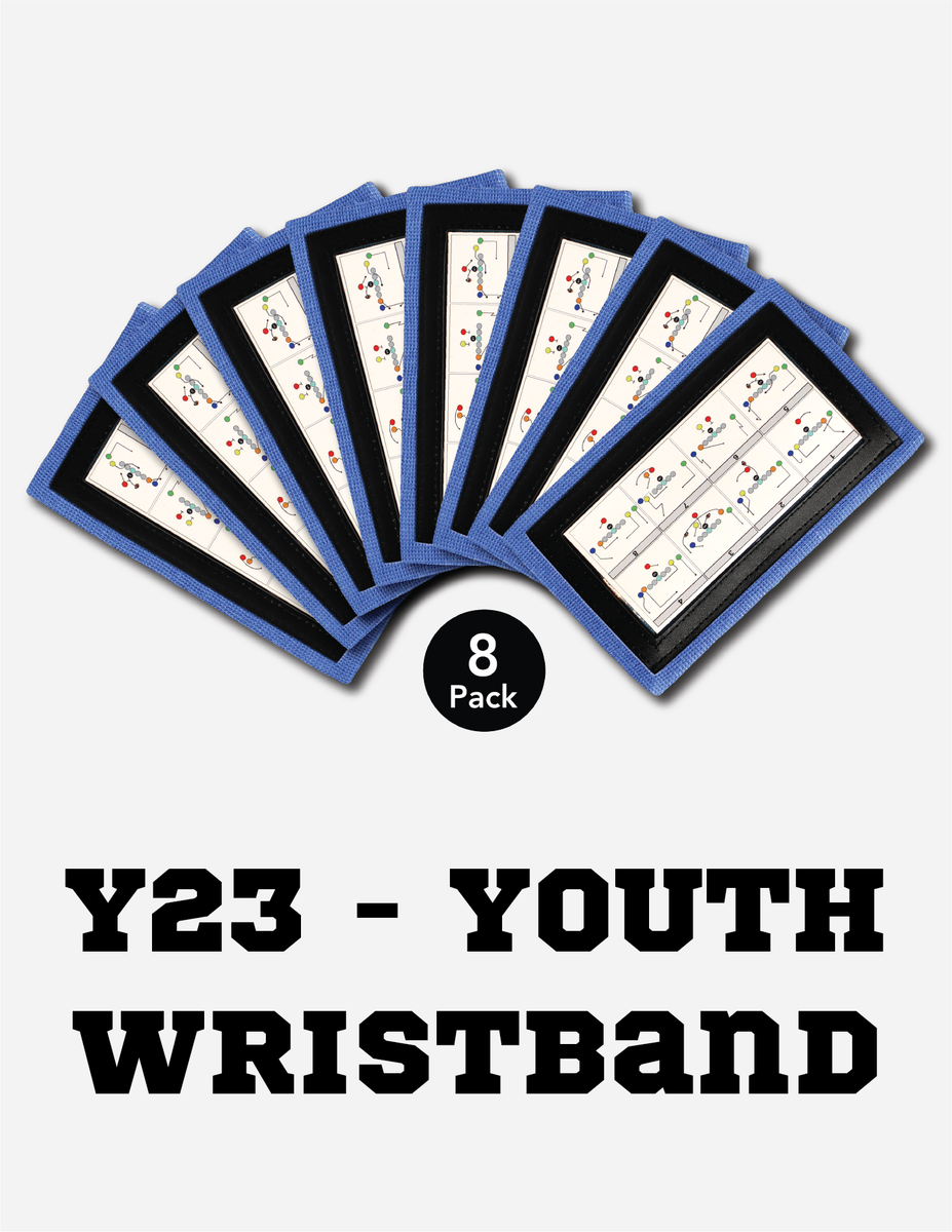 8 Pack Blue Youth Wrist Coach Wristbands MyFootballPlays